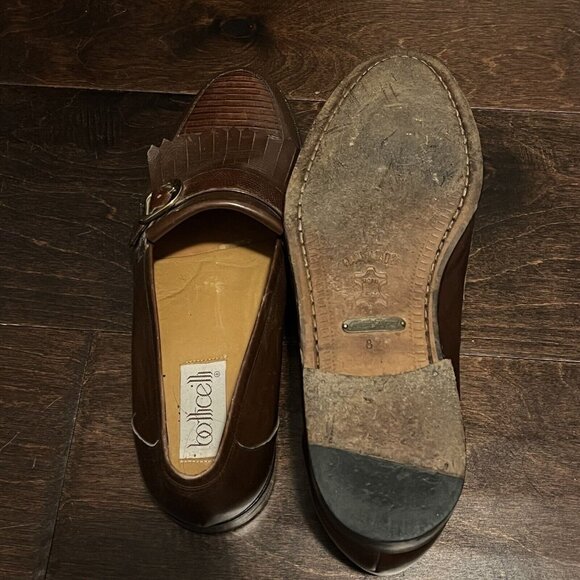 Botticelli Mens Sz 8.5 Vintage Brown Loafers With Buckle Made Of Genuine Lizard main image 5